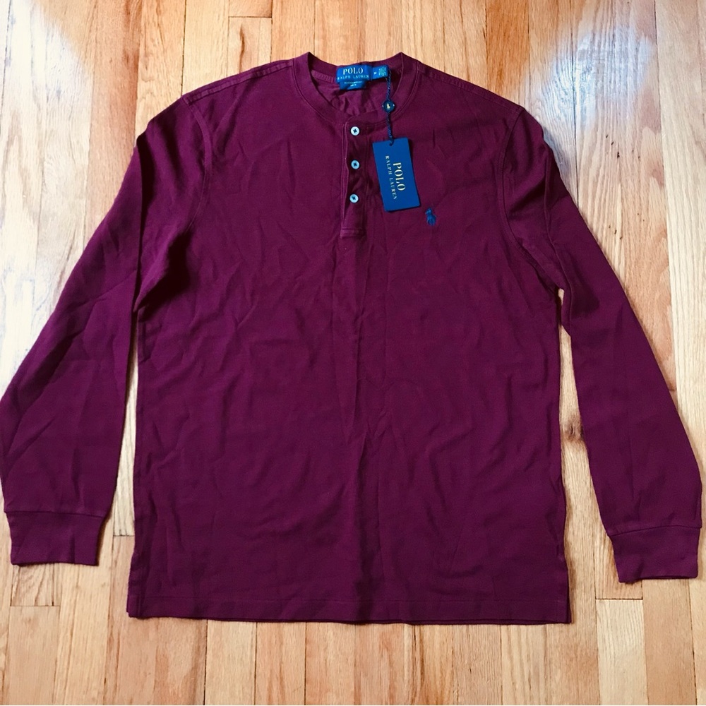 Polo by Ralph Lauren Men's Henley Featherweight Mesh Long Sleeve Shirt Medium